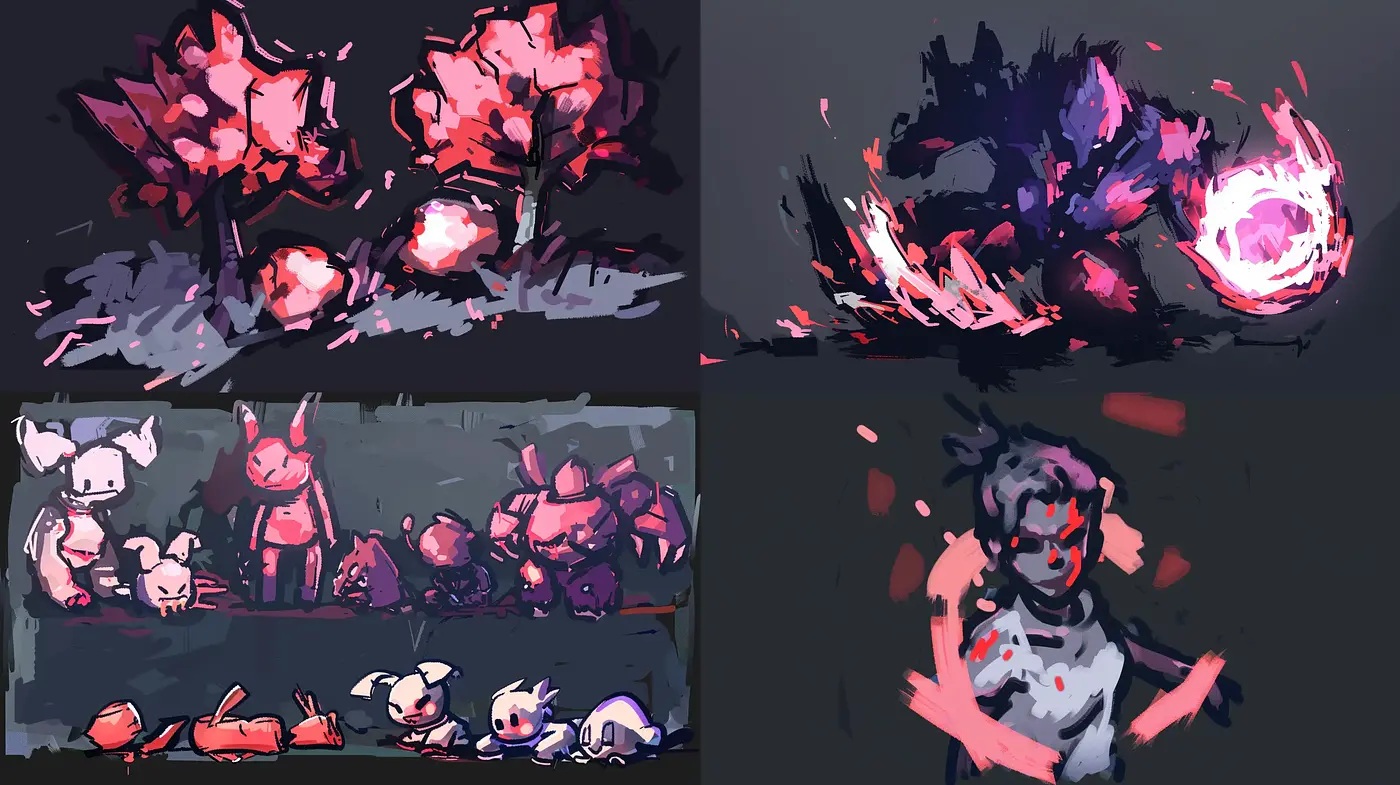 Expressive Brushwork in a Vivid Crimson Nocturne - Midjourney sref style