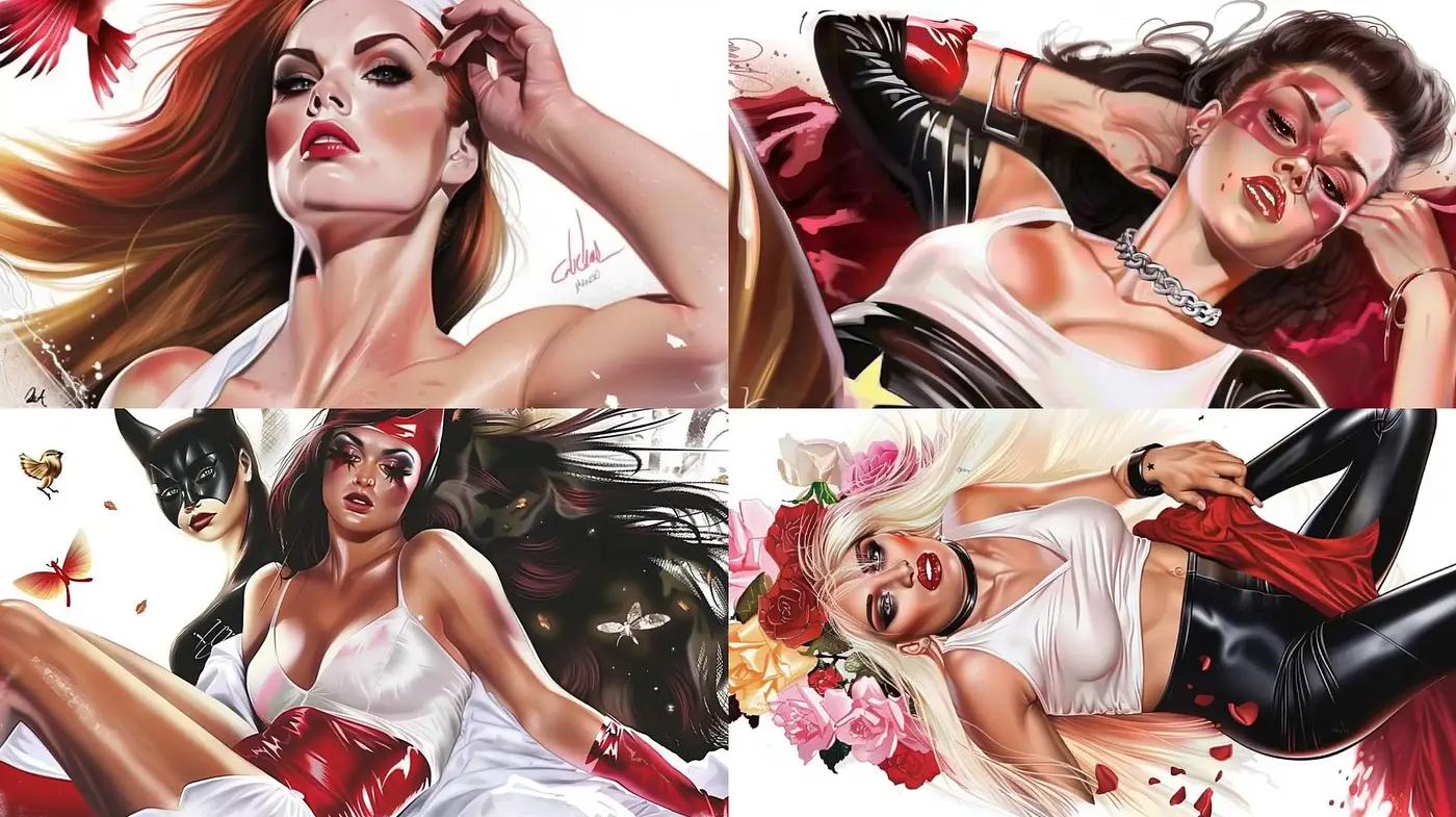 Sensual Elegance in Vibrant Brushwork: A Contemporary Illustrative Style - Midjourney sref style