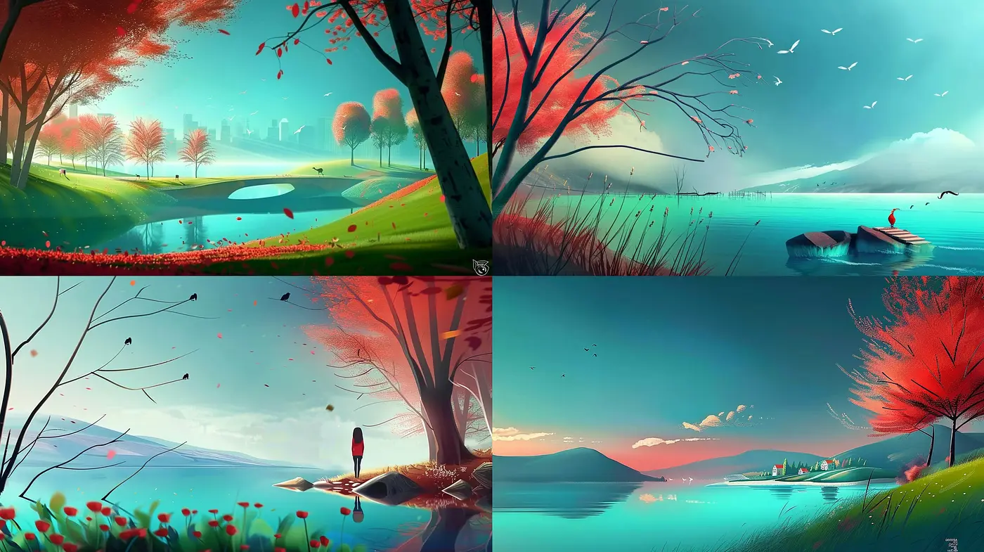 Serene Pastel Vistas of Stylized Natural Landscapes - Midjourney sref style