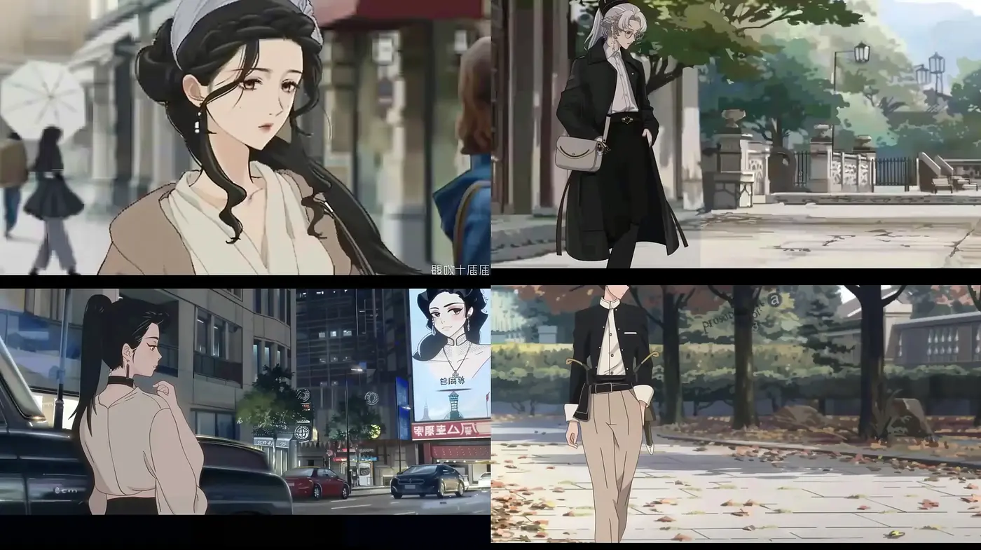 Eloquent Anime Elegance with Rich Urban Backdrop - Midjourney sref style