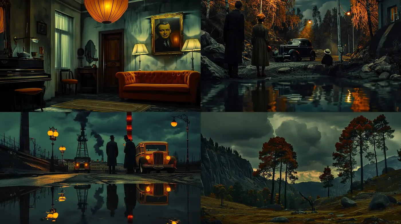 Moody Cinematic Nocturne with a Vintage Patina - Midjourney sref style