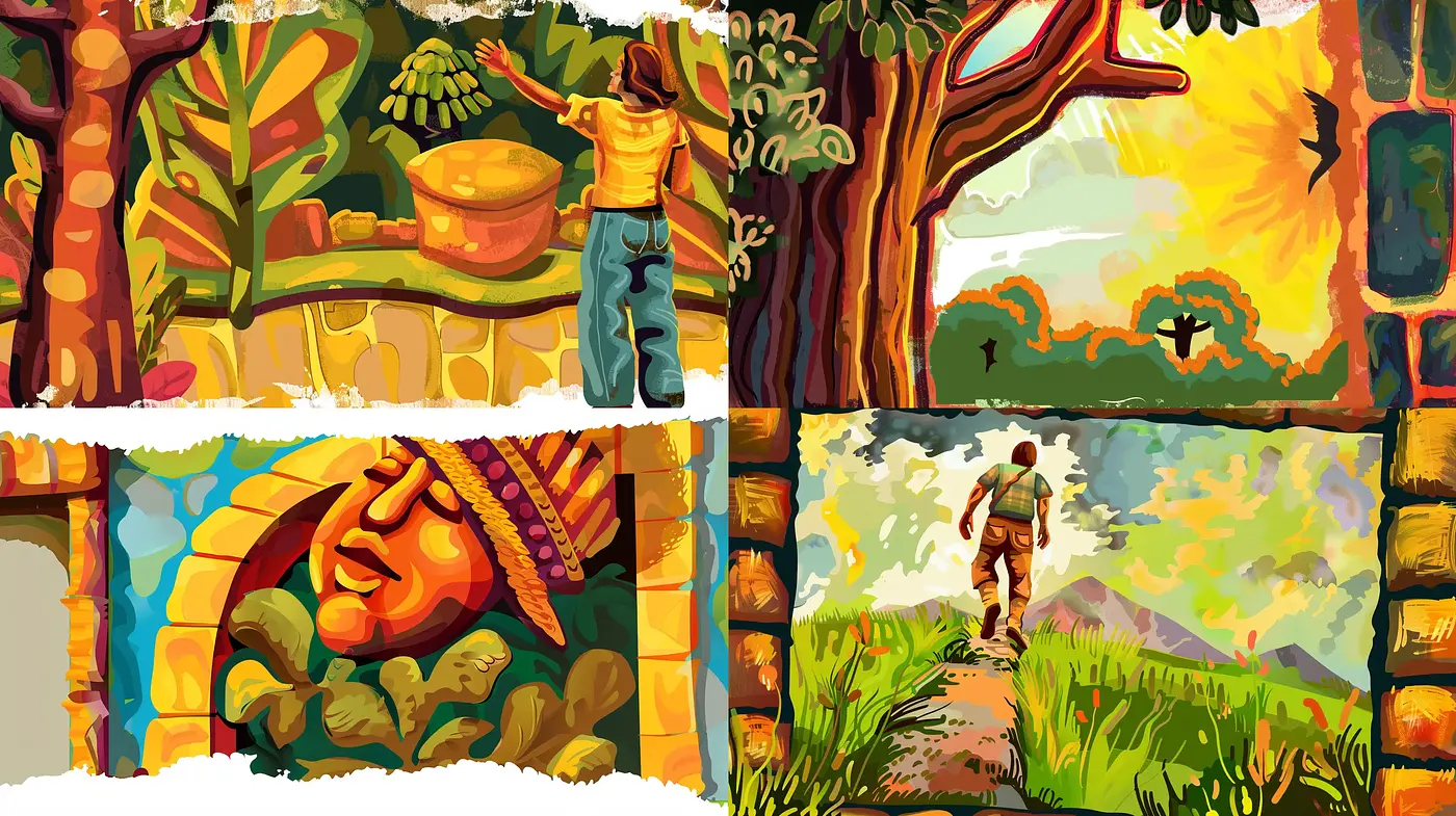 Vibrant Brushwork Harmony: A Colorful Synchrony of Nature and Human Elements - Midjourney sref style