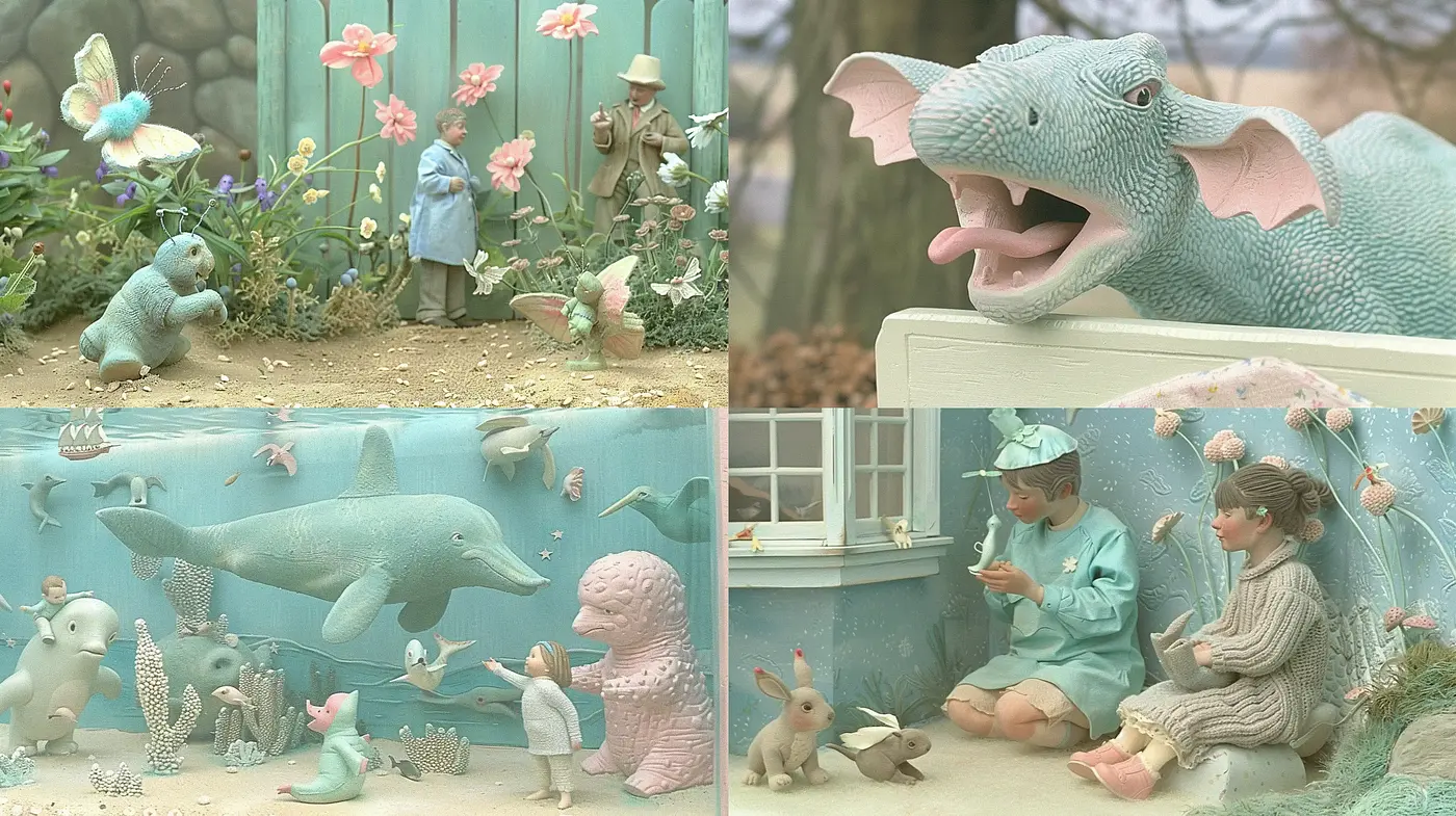 Whimsical Pastel Dreamscapes with a Surreal Toy-Like Essence - Midjourney sref style
