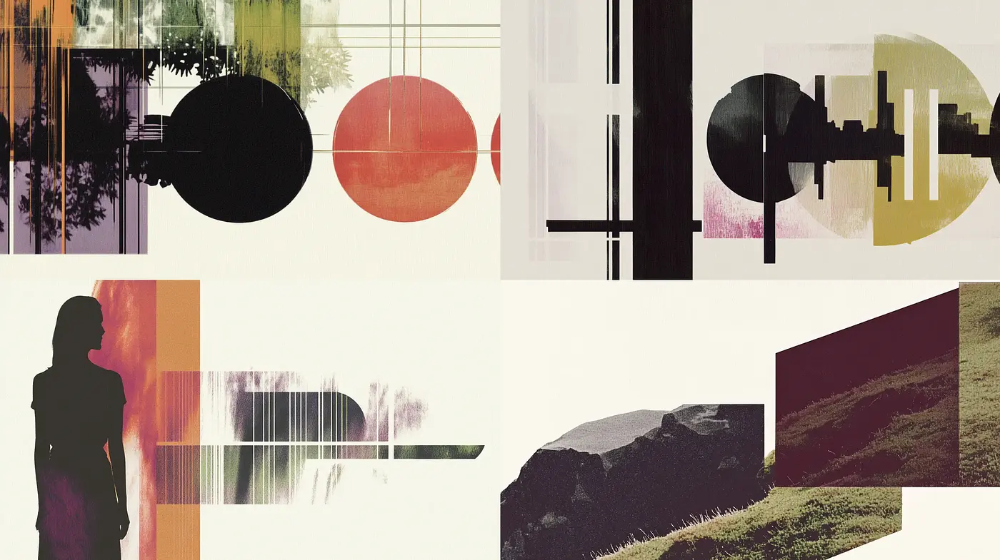 Abstract Silhouettes and Geometric Exploration in a Contemporary Muted Palette - Midjourney sref style