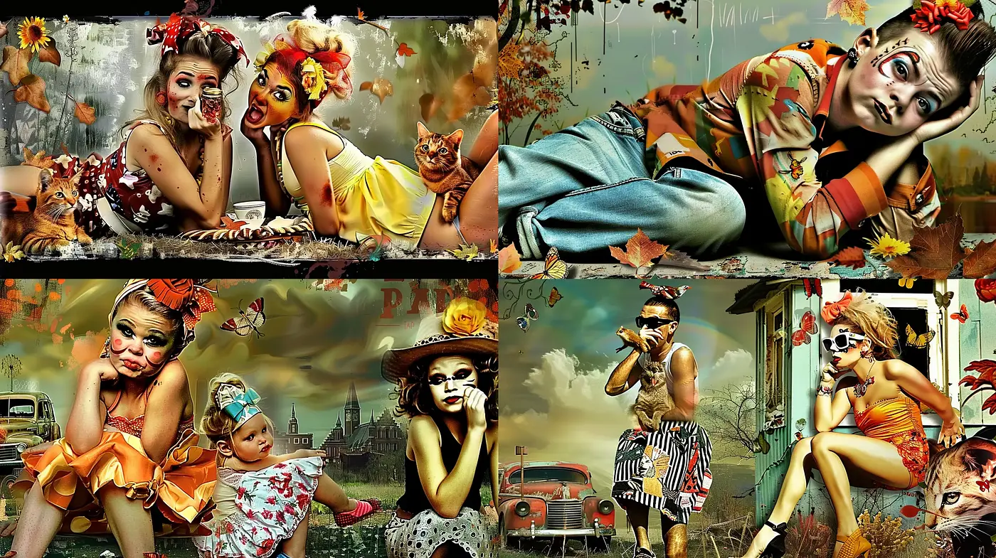 Surrealistic Autumn Carnival: A Tapestry of Vivid Nostalgia and Whimsy - Midjourney sref style
