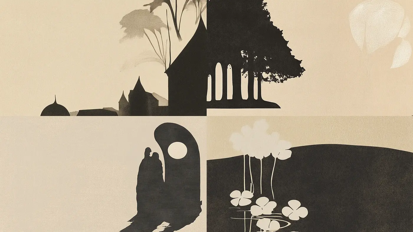 Monochromatic Sepia Silhouettes with a Melancholic Whisper - Midjourney sref style