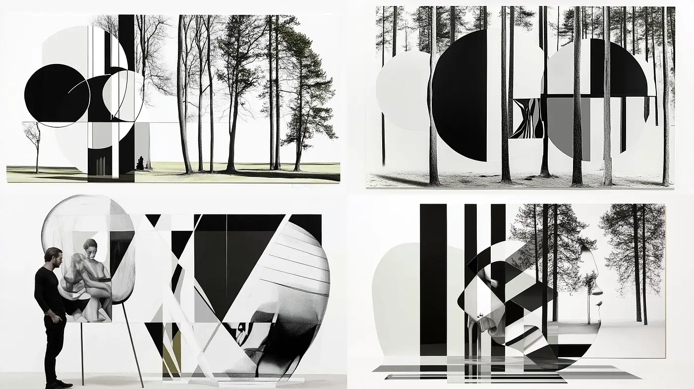 Geometric Abstraction Meets Natural Landscapes - Midjourney sref style