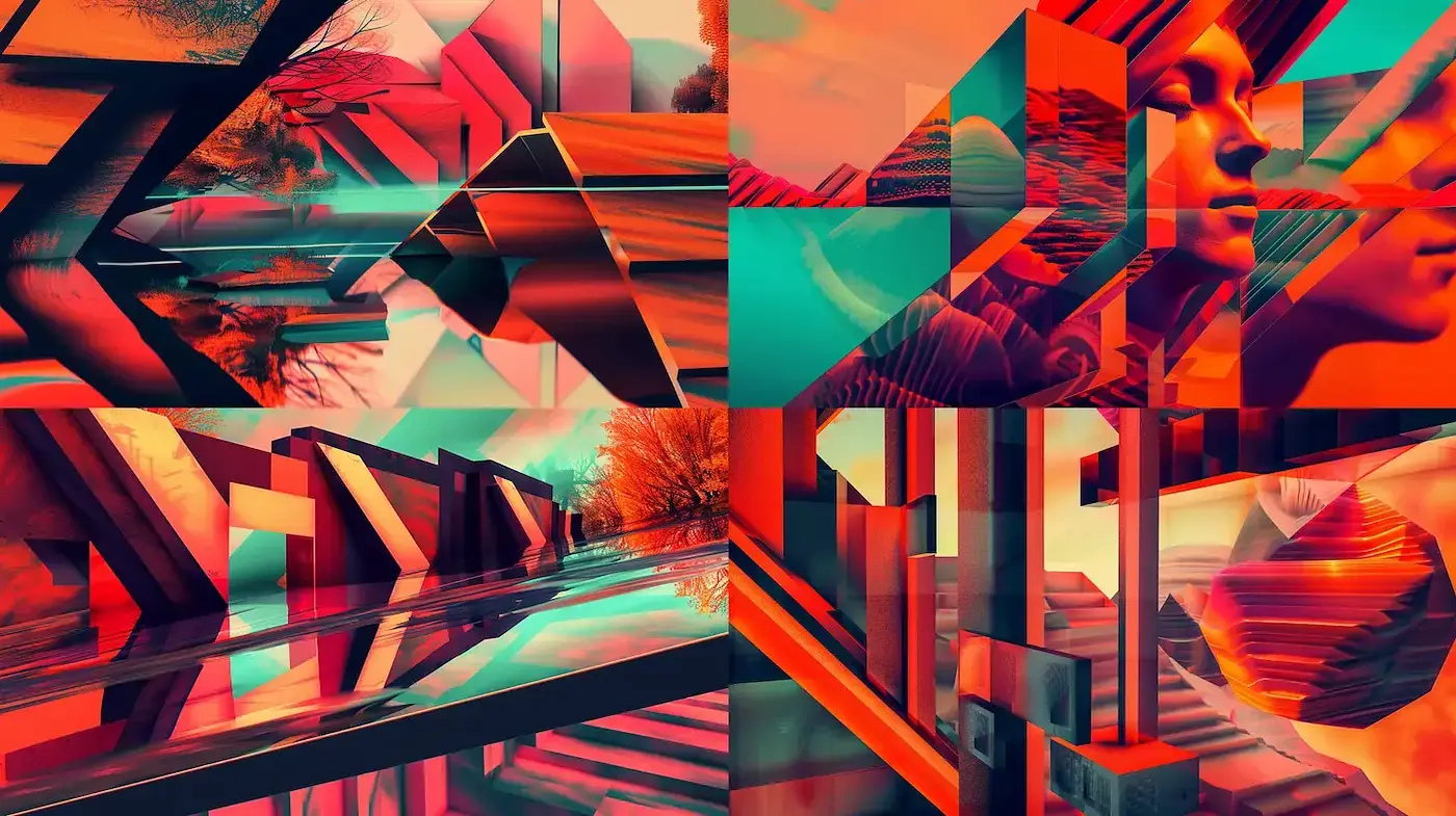 Vibrant geometric abstraction with emotional undertones - Midjourney sref style