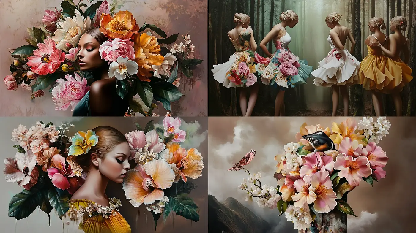 Floral Renaissance: A Digital Homage to Classical Oil Painting - Midjourney sref style