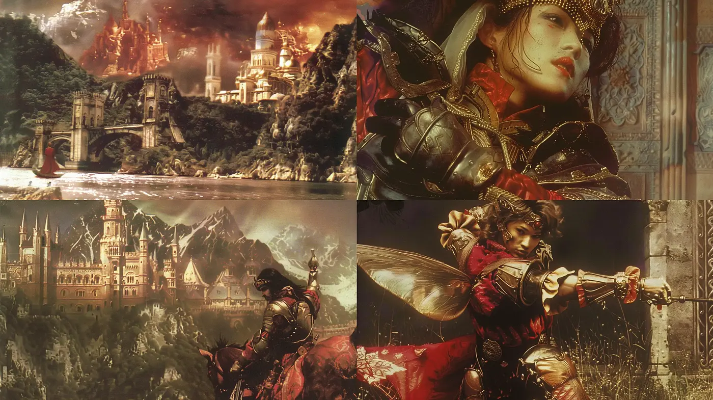 Epic Fantasy Saga: A Tapestry of Heroic Grandeur and Enchanting Realms - Midjourney sref style