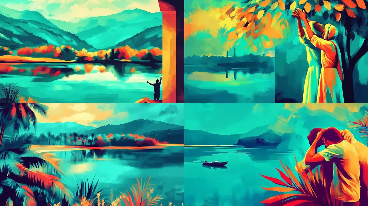 Vibrant Romanticism in Panoramic Nature Scenes - Midjourney sref style