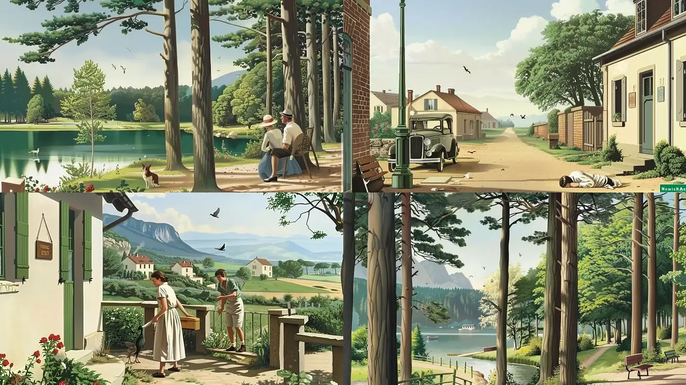 Idyllic Mid-Century Pastoral Scenes - Midjourney sref style