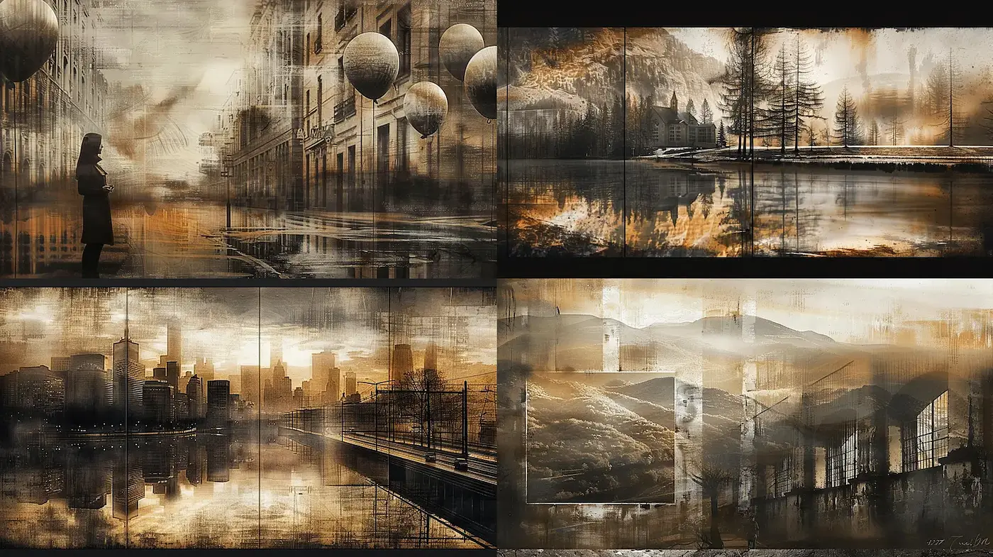 Ethereal, dreamlike landscapes with a haunting atmosphere - Midjourney sref style