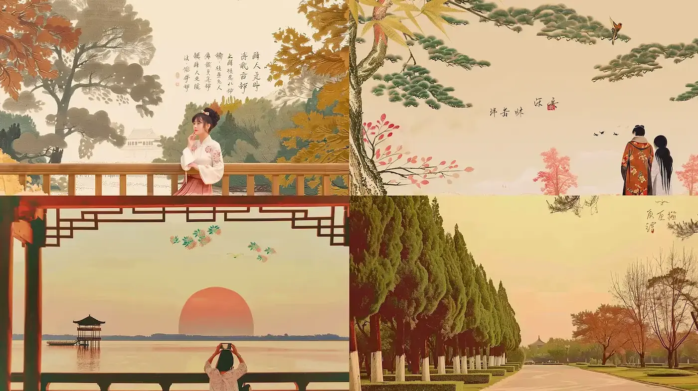 Harmonious Synthesis of Traditional Elements and Warm Color Tones - Midjourney sref style