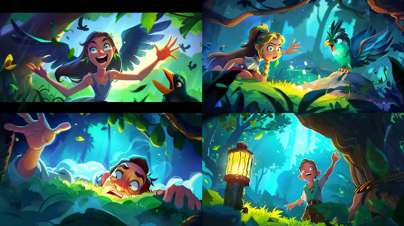 Enchanting Forest Whimsy: A Vivid Tale Through Lush Verdant Scenes - Midjourney sref style