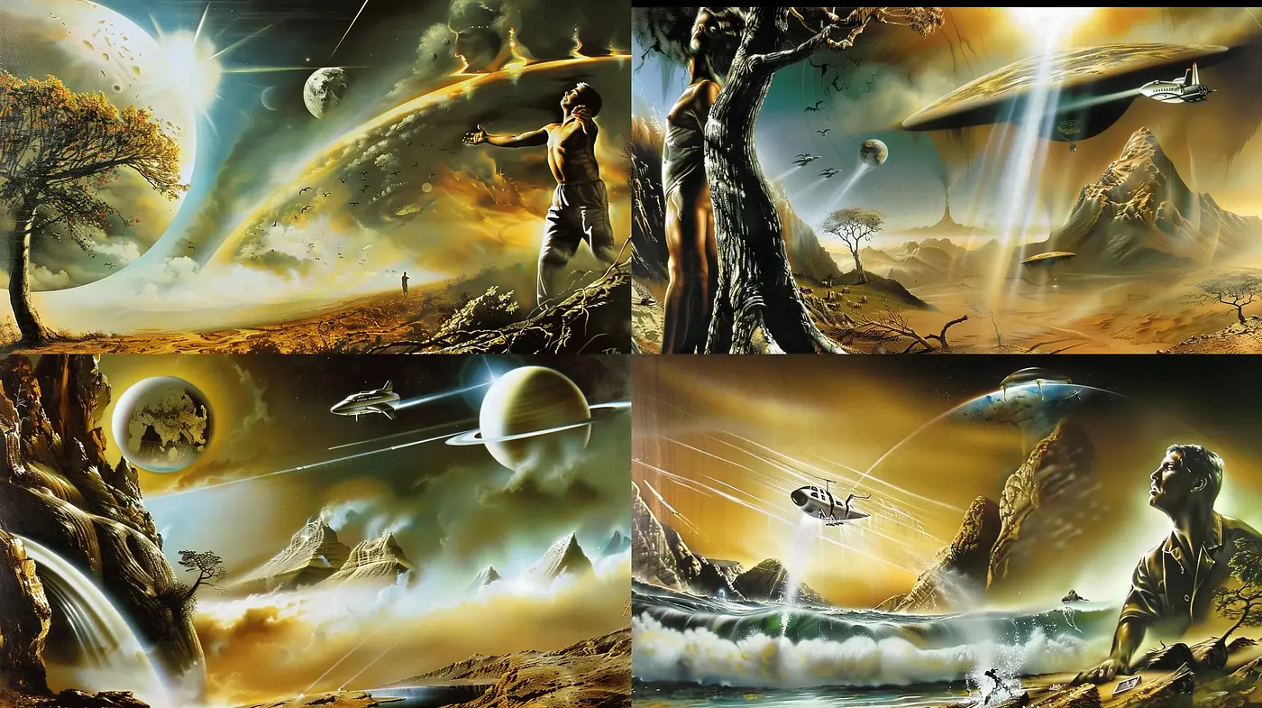 Ethereal Cosmic Dreamscape: A Fusion of Surrealism and Science Fiction - Midjourney sref style