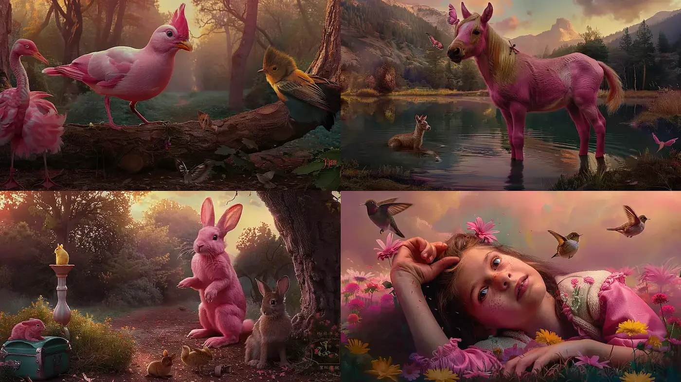 Dreamlike Fantasies with Whimsical Elements and Vivid Detailing - Midjourney sref style