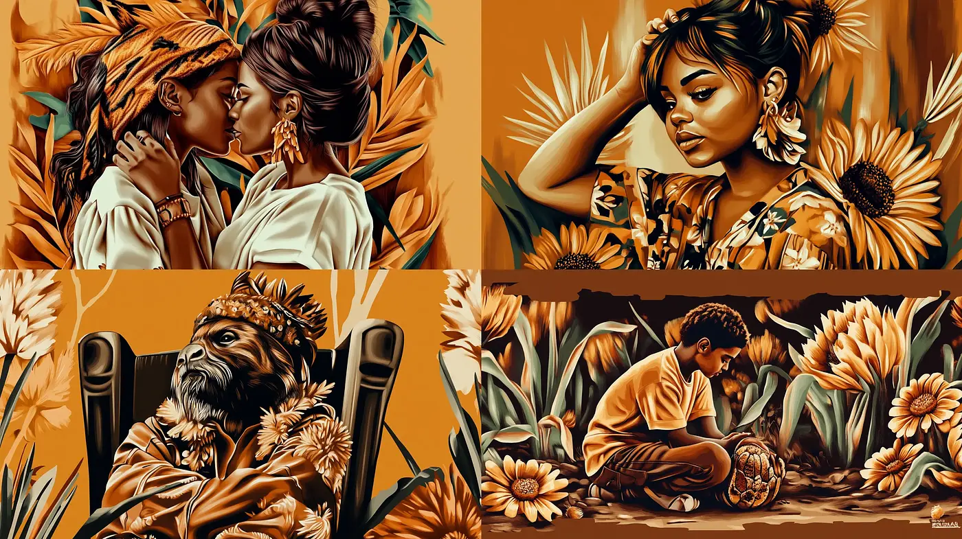 Warm Sunflower Nostalgia in Stylized Realism - Midjourney sref style