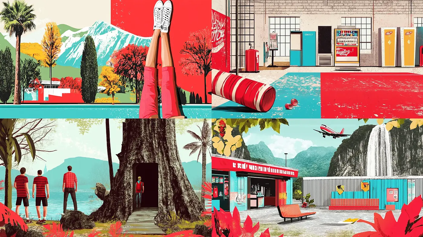 Retro Pop Art Fusion with a Vivid Nature-Inspired Backdrop - Midjourney sref style