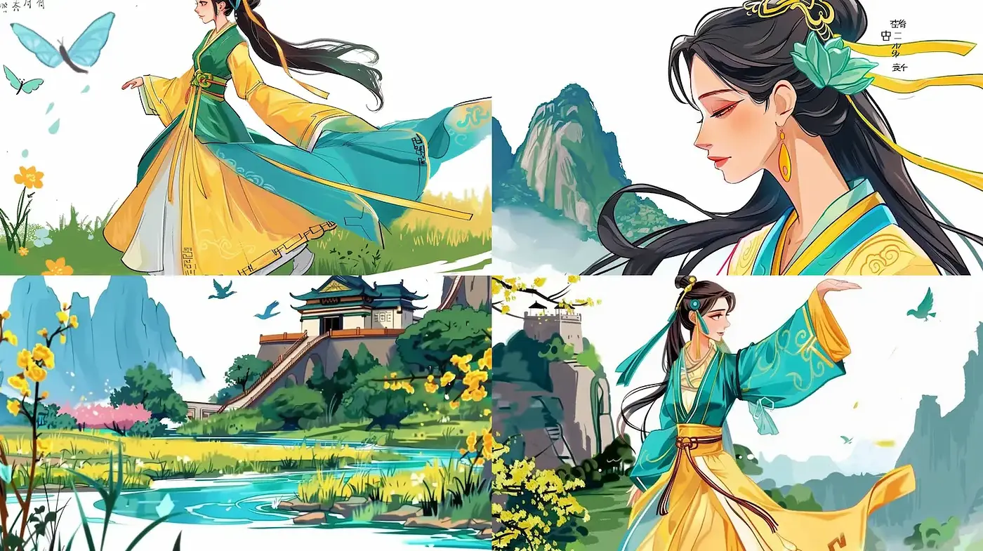 Elegant and Harmonious Chinese Inspired Illustrations - Midjourney sref style