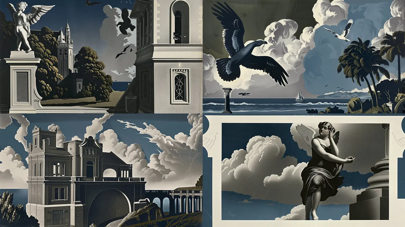 Ethereal Monochromatic Dreamscape: A Homage to Classical Art and Cinema - Midjourney sref style