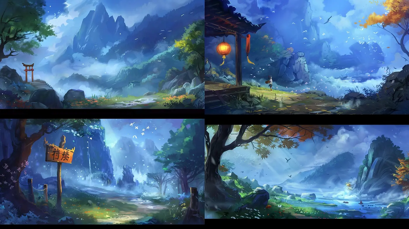 Ethereal Nature Vistas: A Consistent Vision Through Variegated Spectrums and Textures - Midjourney sref style