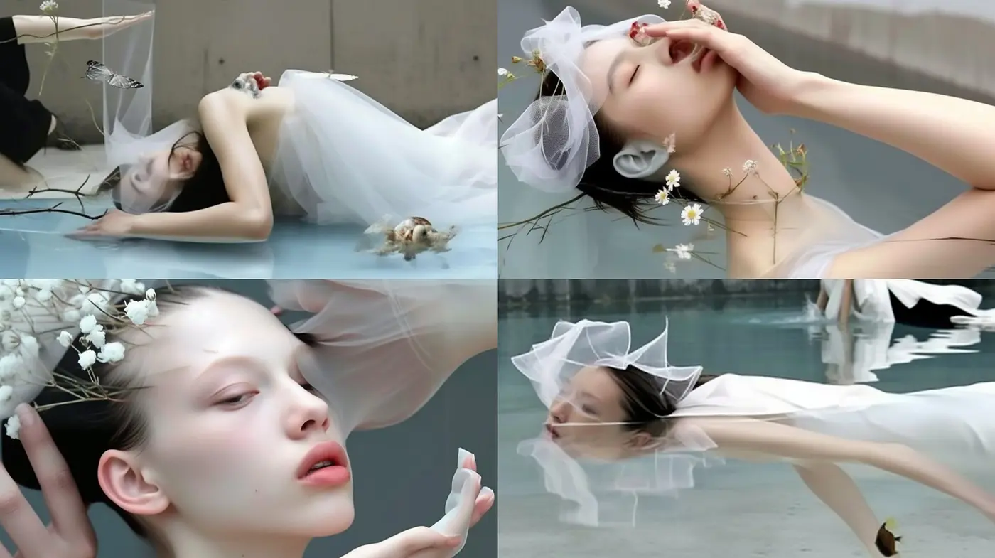 Ethereal Grace and Serenity in Monochromatic Pastel - Midjourney sref style