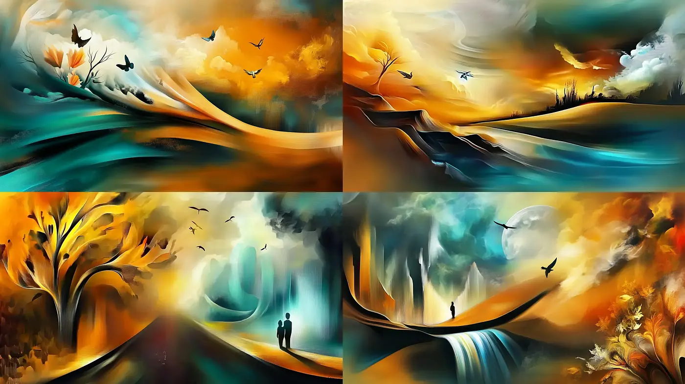 Surreal Dreamscapes: A Fusion of Warmth and Whimsy in Fluid Landscapes - Midjourney sref style