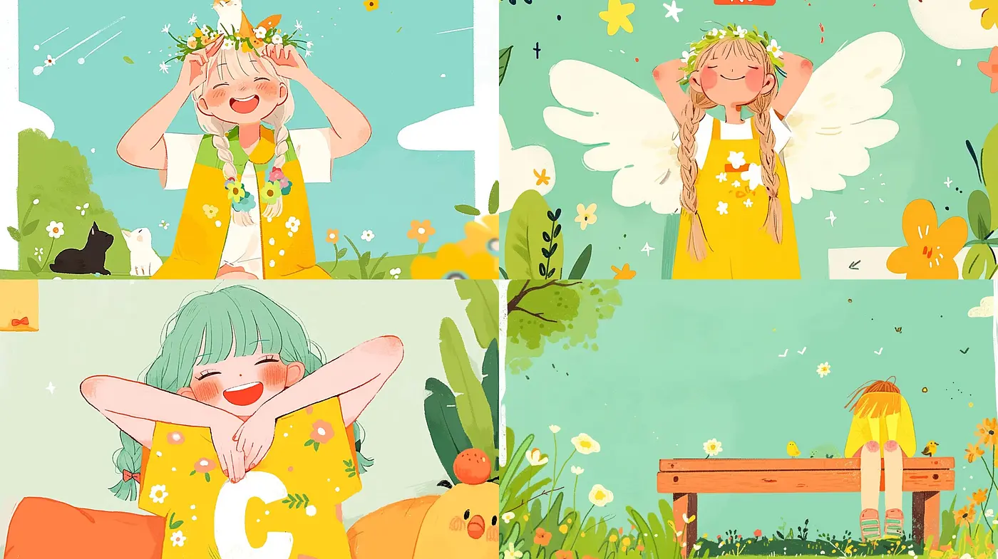 Cheerful Pastel Storybook Illustration Style with a Whimsical Nature Theme - Midjourney sref style