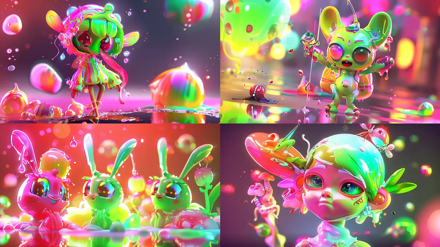 Vibrant Neon Dreamscape with Surrealistic Overtones - Midjourney sref style