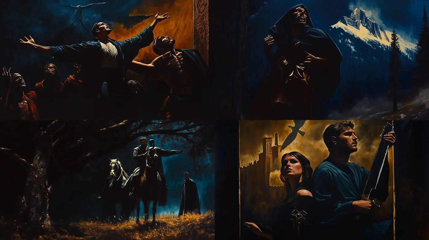 Epic Cinematic Tableaus with Dramatic Lighting and Rich Textures - Midjourney sref style