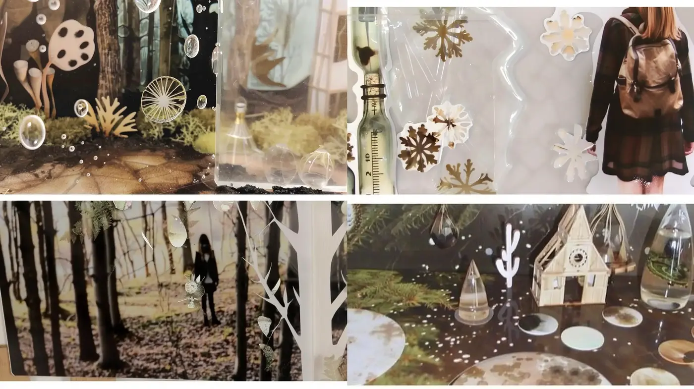 Enigmatic Whimsical Forest: Dreamlike Collage of Memories - Midjourney sref style