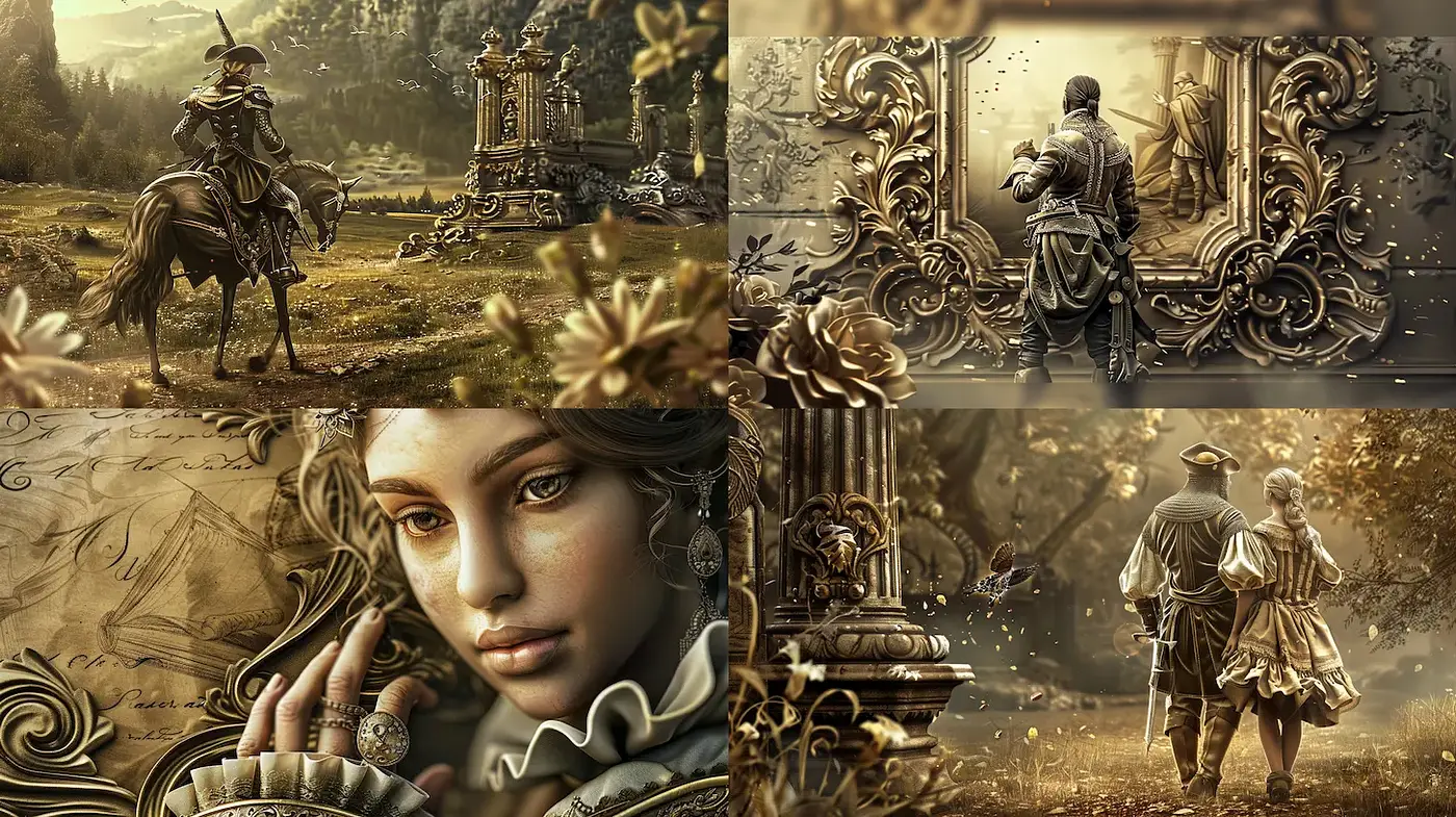 Ornate Vintage Fantasy with Rich Textures and Elegance - Midjourney sref style