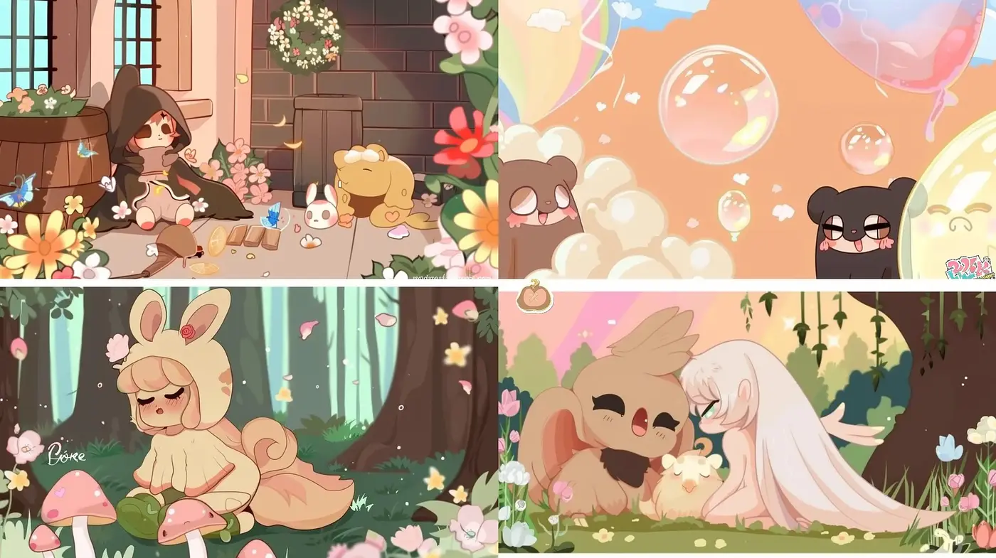 Serene Pastel Anime Harmony with a Dreamy Whimsical Essence - Midjourney sref style