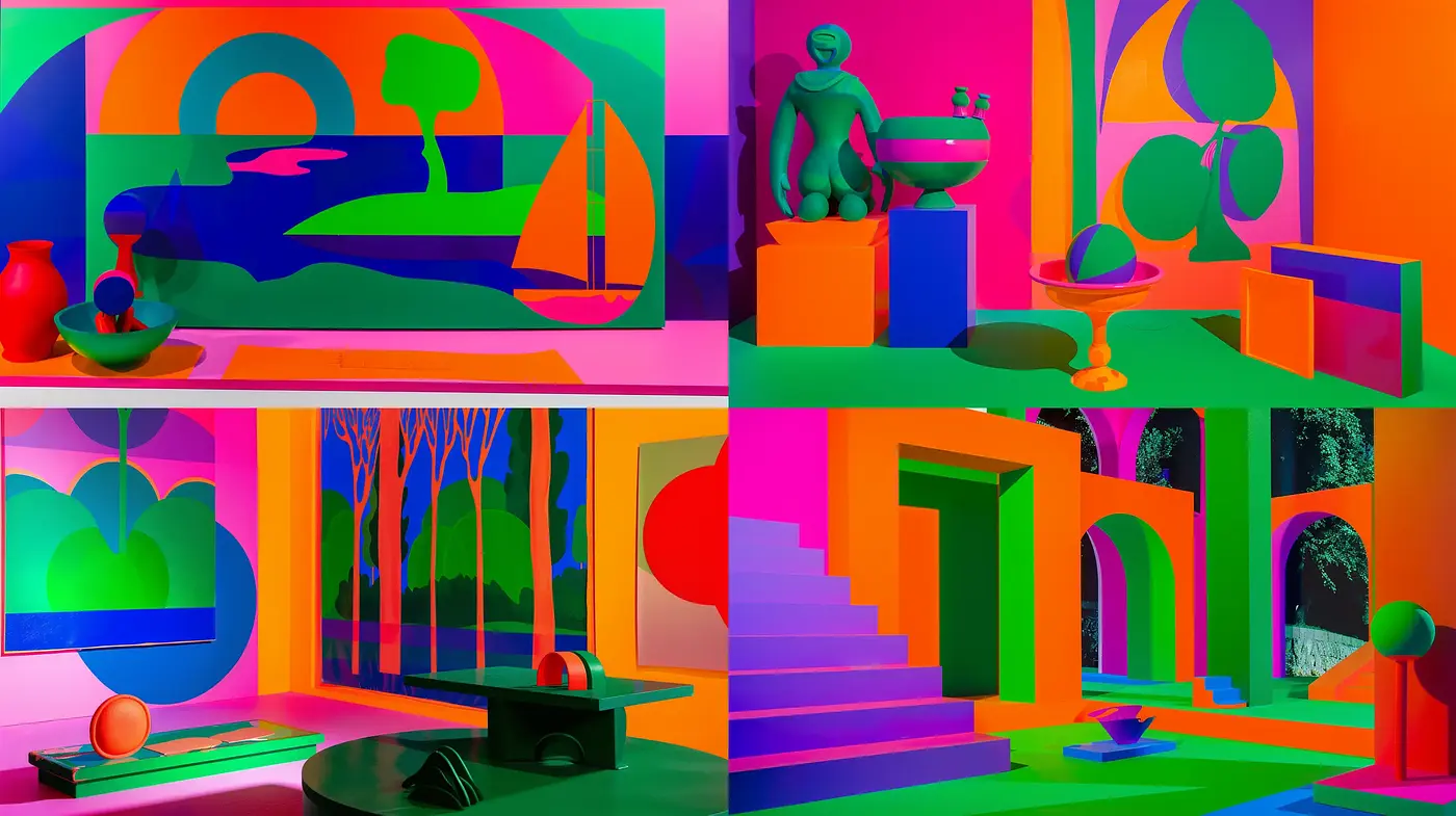 Vibrant Geometric Harmony: A Fusion of Digital and Surrealism - Midjourney sref style