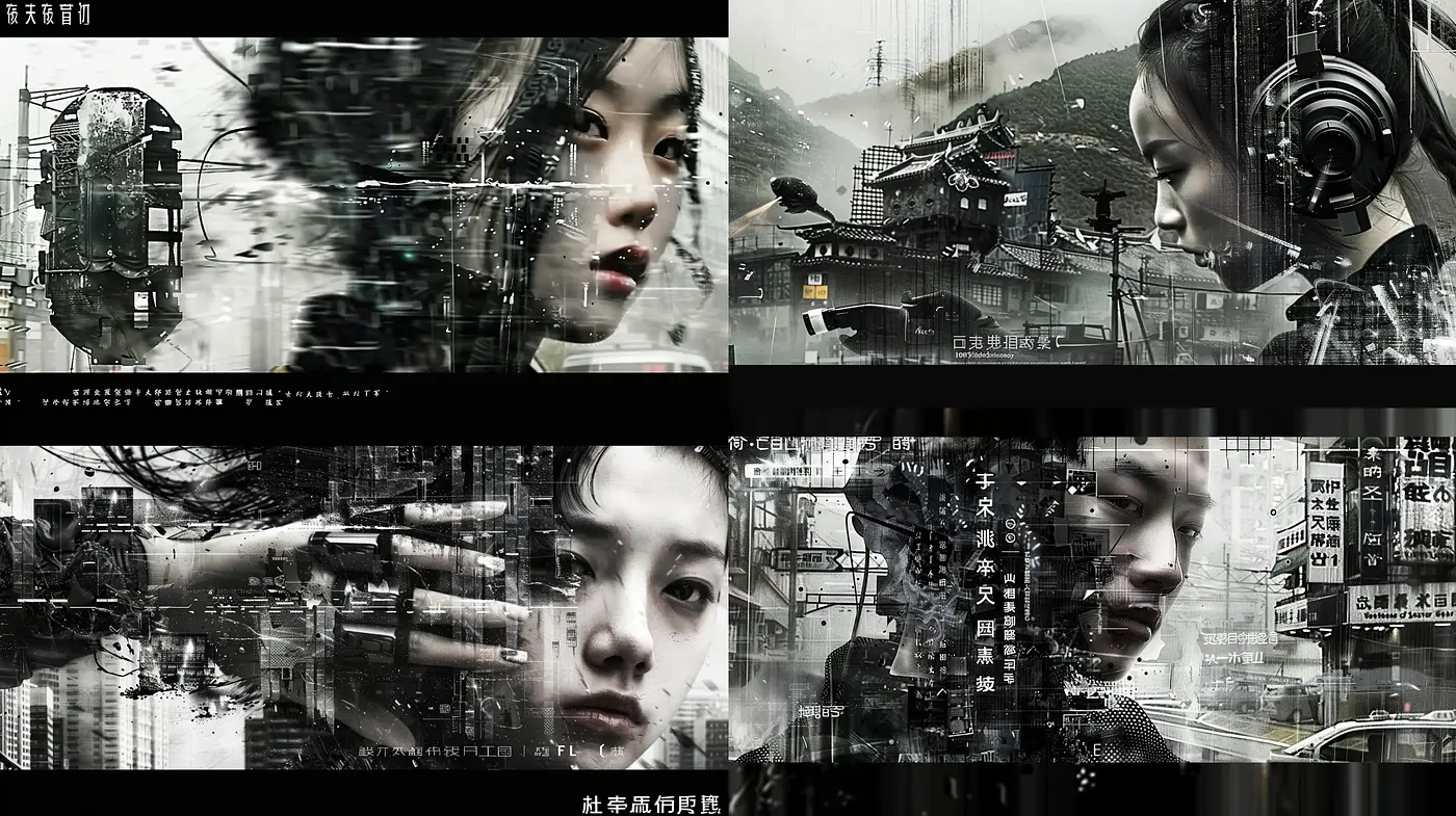 Neo-Noir Cyberpunk Dreamscape: A Meld of Humanity and Urban Dystopia - Midjourney sref style