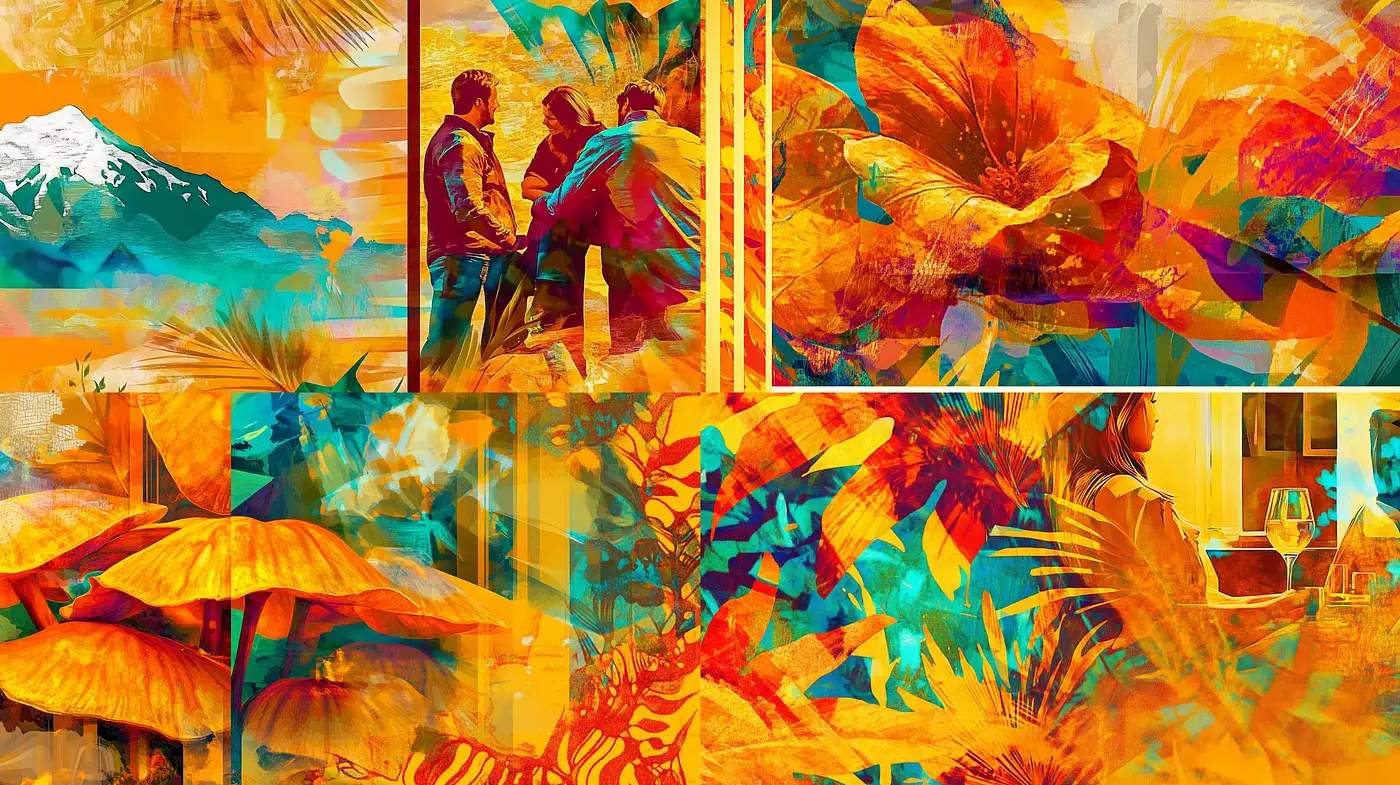 Vibrant Expressionist Fusion in Warm Hues - Midjourney sref style