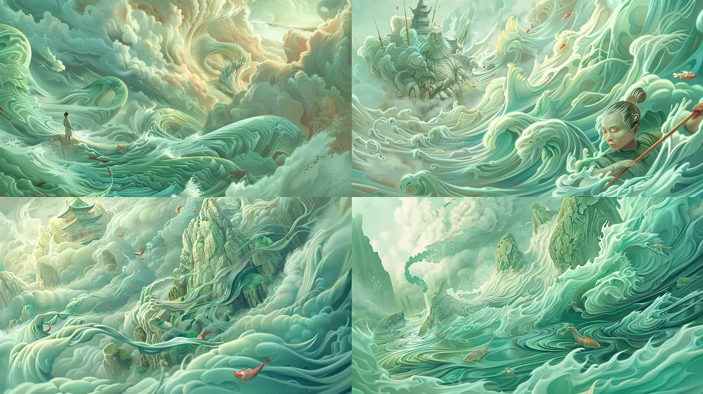 Ethereal Seascape Symphony with Surreal Dreamlike Hues - Midjourney sref style