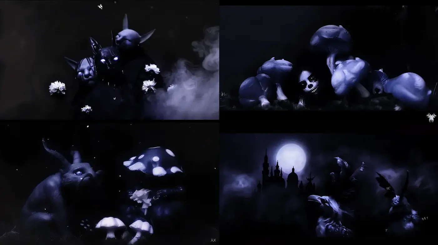 Darkly Enigmatic Creatures in a Mysterious Realm - Midjourney sref style