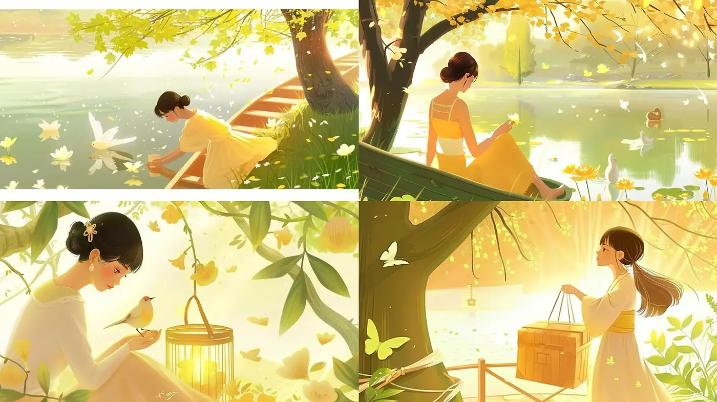 Serene Pastoral Visions in Luminous Hues - Midjourney sref style