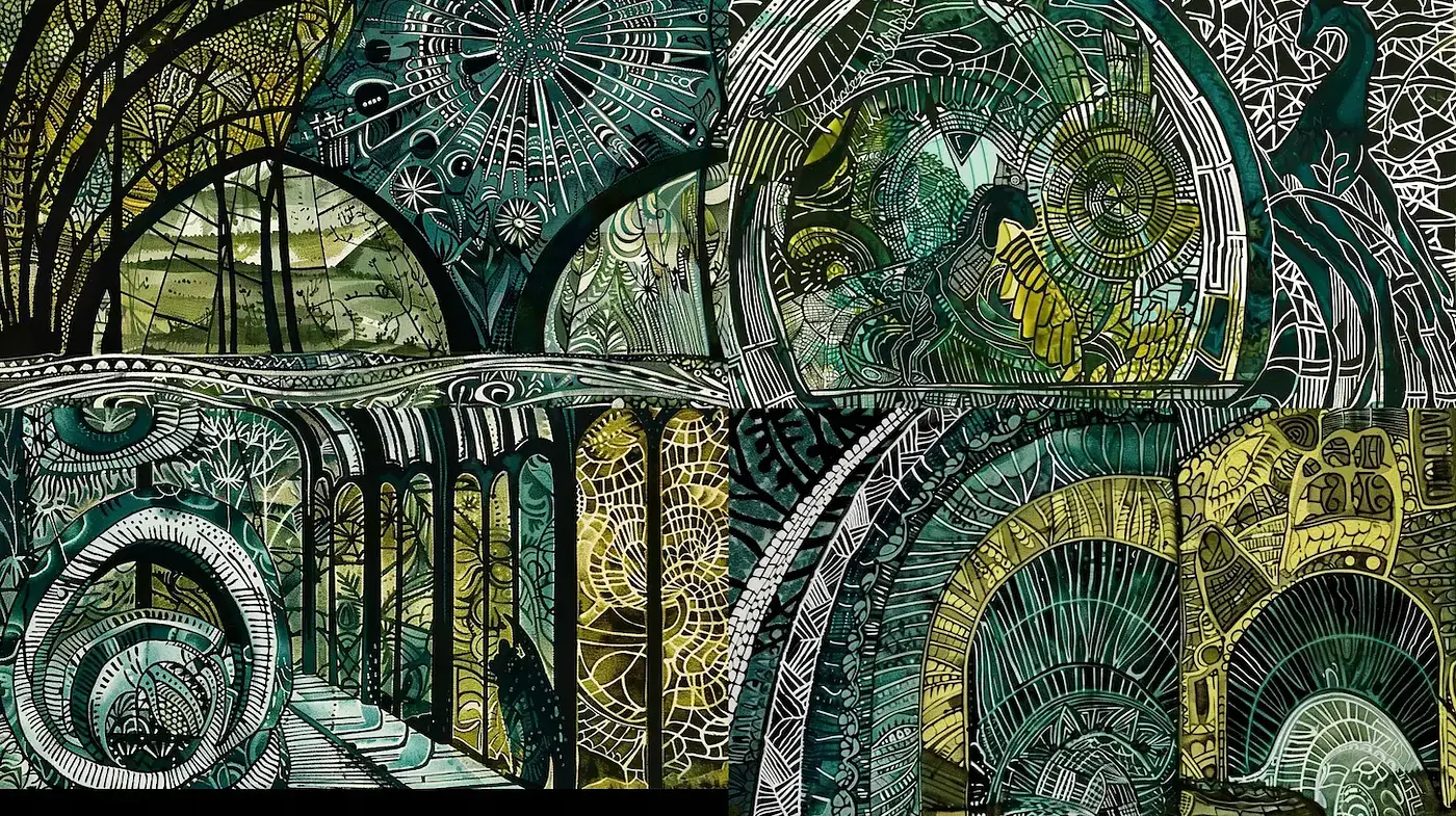 Intricate Whimsy with Organic Flow and Geometric Precision - Midjourney sref style
