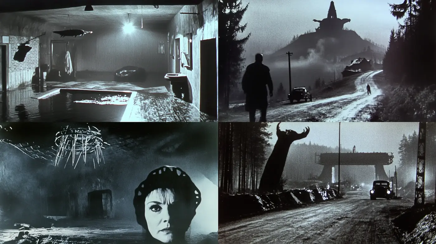 Noir-Inspired Monochromatic Cinematic Frames - Midjourney sref style