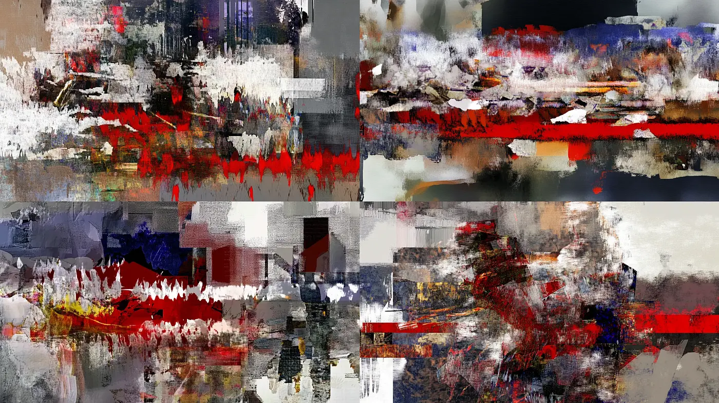 Dramatic Abstract Fusion of Textures and Hues - Midjourney sref style