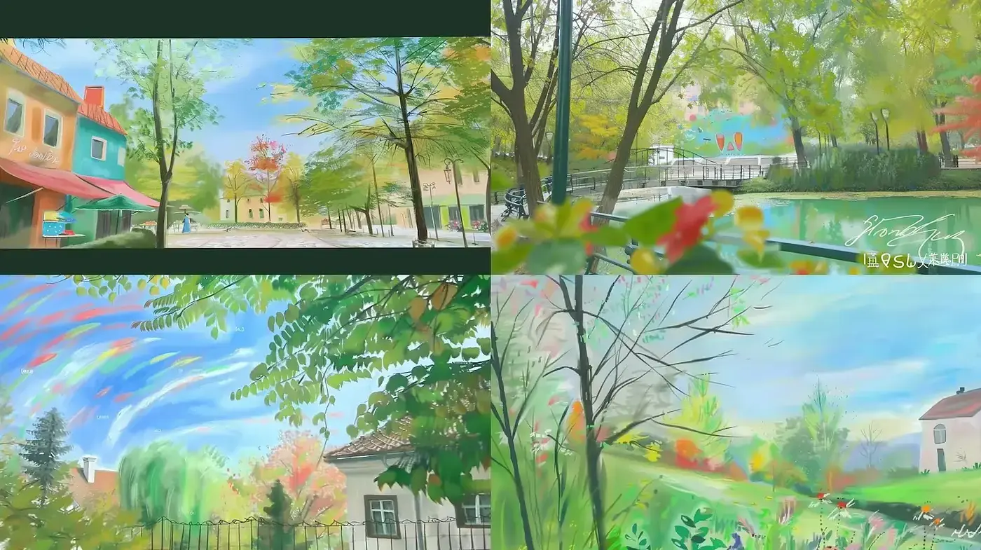 Serene Impressionistic Landscapes with Vibrant Seasonal Colors - Midjourney sref style