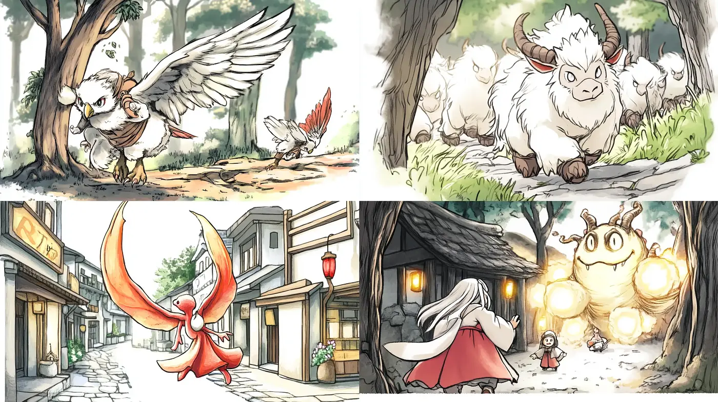 Whimsical Storybook Illustrations with Soft Earthy Tones - Midjourney sref style