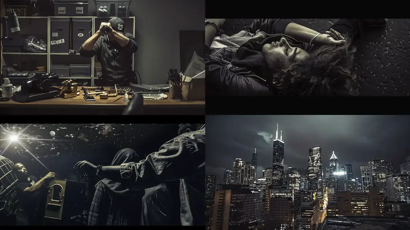 Cinematic Urban Noir Aesthetic with a Touch of Grit - Midjourney sref style