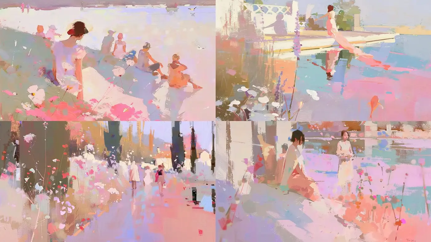 Impressionistic Harmony of Ethereal Pastels - Midjourney sref style