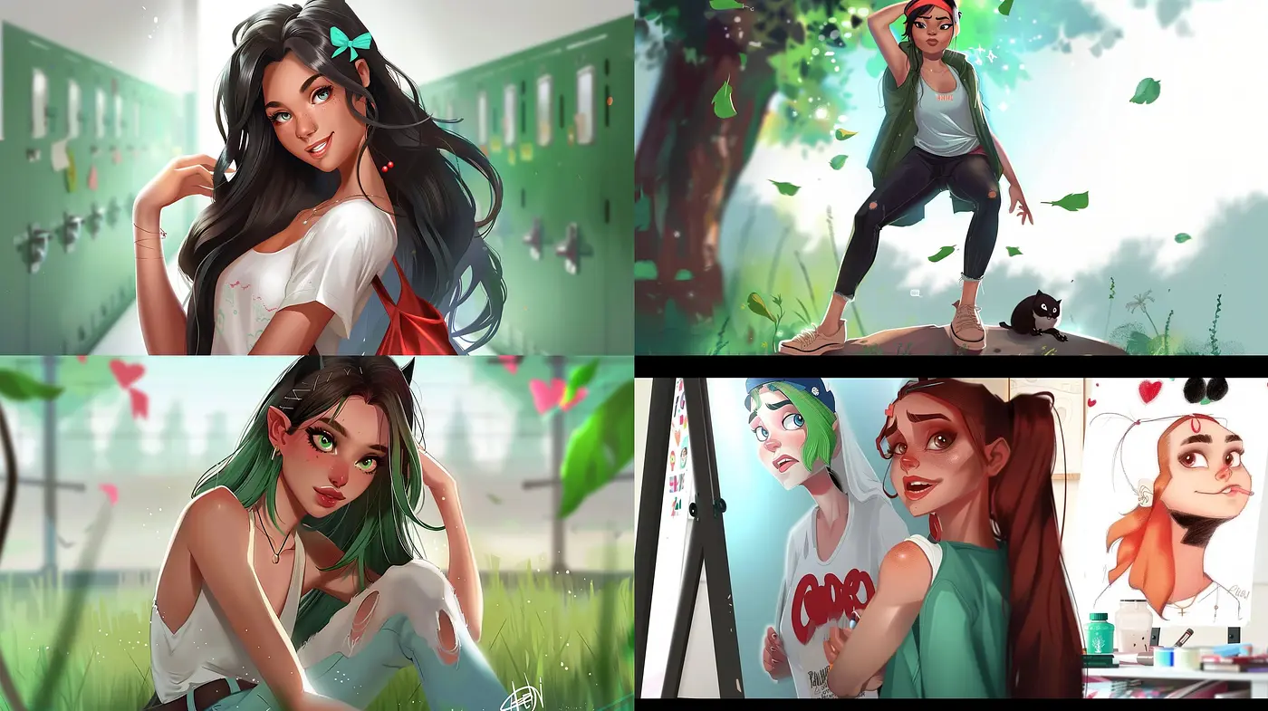 Lush and Lively Digital Pastoral Portraiture - Midjourney sref style