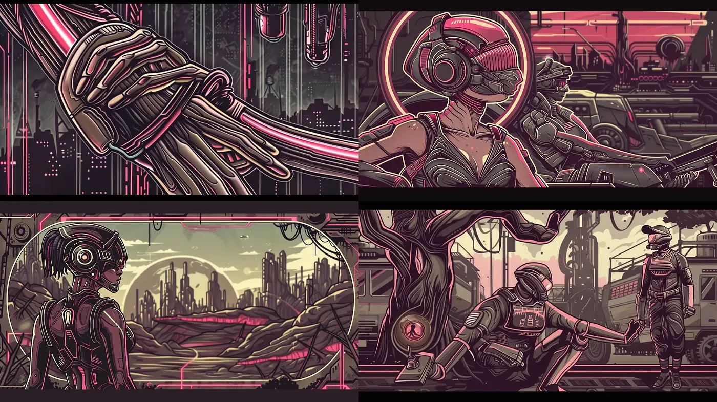 Cybernetic Dreamscape: A Synthesis of Neon and Nostalgia - Midjourney sref style