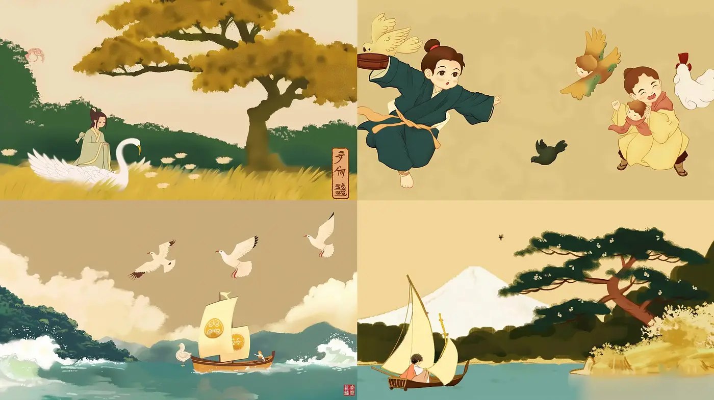 Ethereal Eastern Vistas: A Fusion of Traditional Asian Artistry and Contemporary Stylings - Midjourney sref style